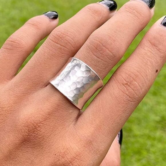 Handmade Hammered Sterling Silver Wrap Ring - Picture 1 of 5